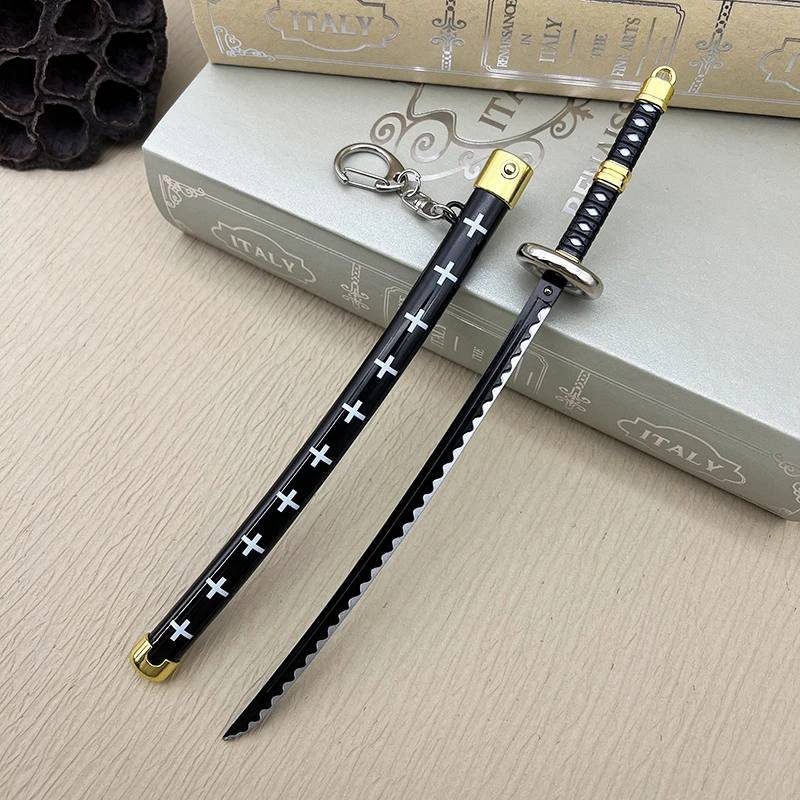 24cm Kikoku Katana Trafalgar D. Water Law One OP Piece Anime Peripherals All Metal Samurai Sword Weapon Miniature Model Ornament