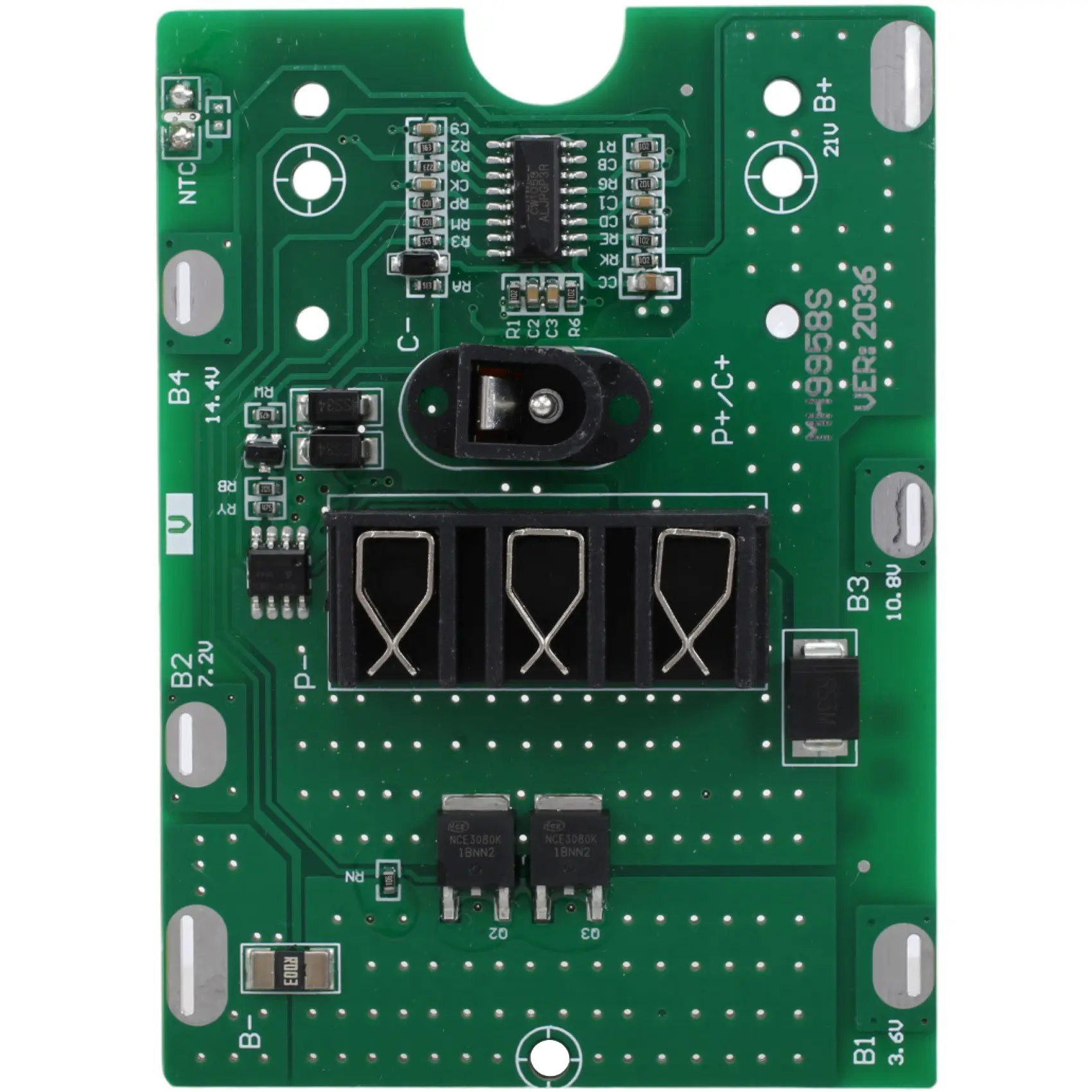 2 Pcs BMS 5S 20A 18V 21V Li-Ion Electric Tools Battery Power Bank Charge Board NTC Temperature Protection DC Connector