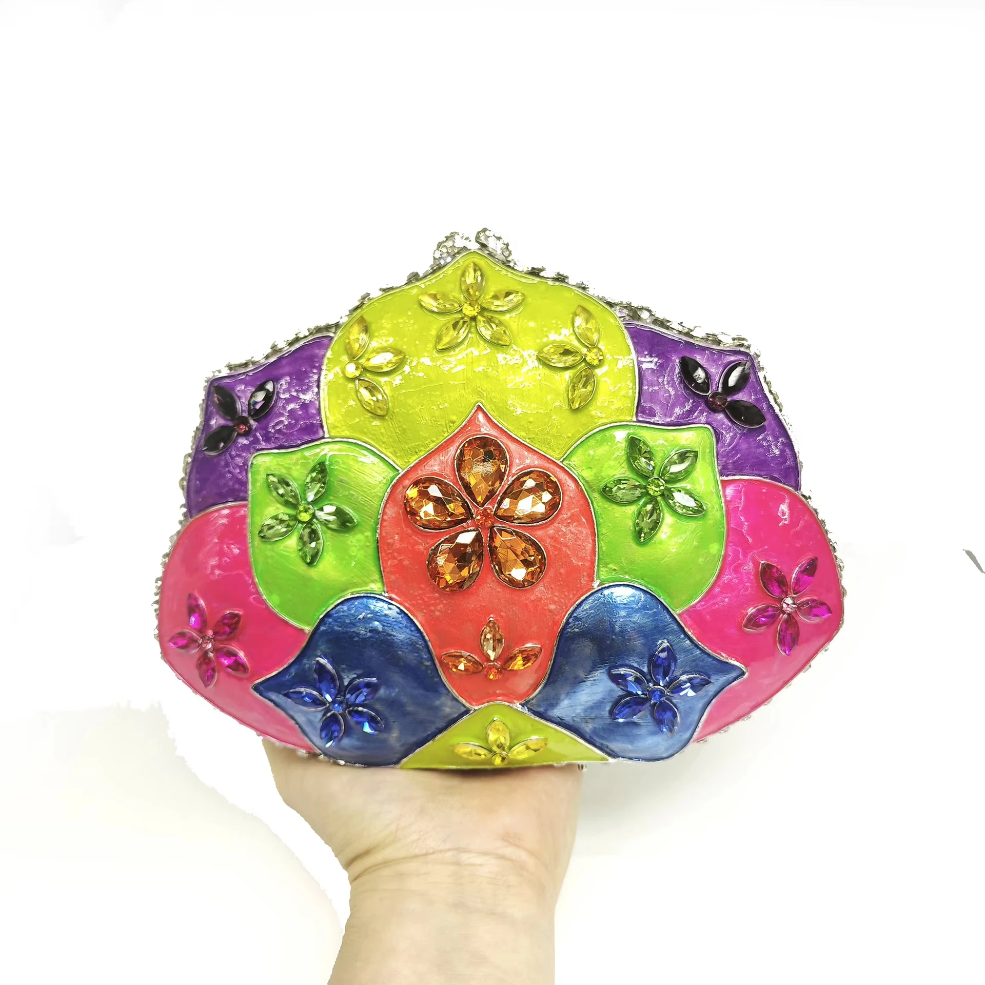WHTUOHENLarge Stone Flower Evening Clutches Purple/Blue Rhinestones Party Clutch Purse Women Floral Crystal Bags Bridal Wedding