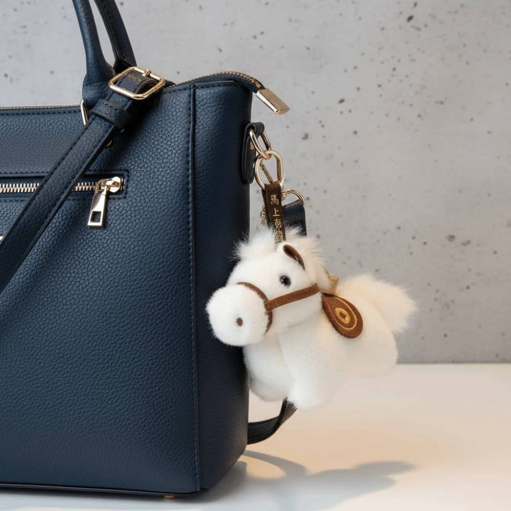 Funny Creative Yuanbao Pony Pendant Cute Soft Plush Horse Keychain Fluffy Mascot Dolls Zodiac Pony Figurine Year of Horse