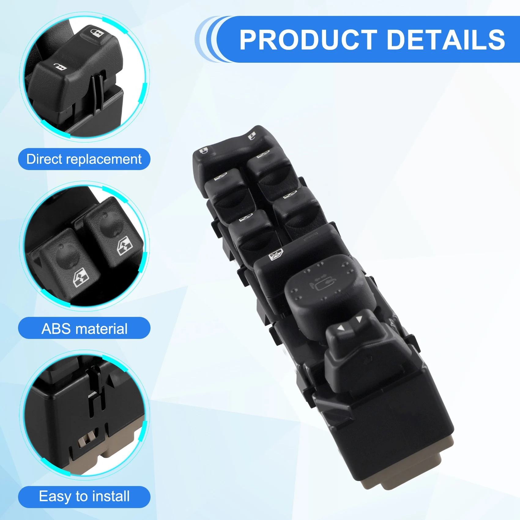 مفتاح نافذة الطاقة المتين رافع للزجاج لزر مفتاح نافذة GMC Cadillac LHD 15181223 15883320 15202851