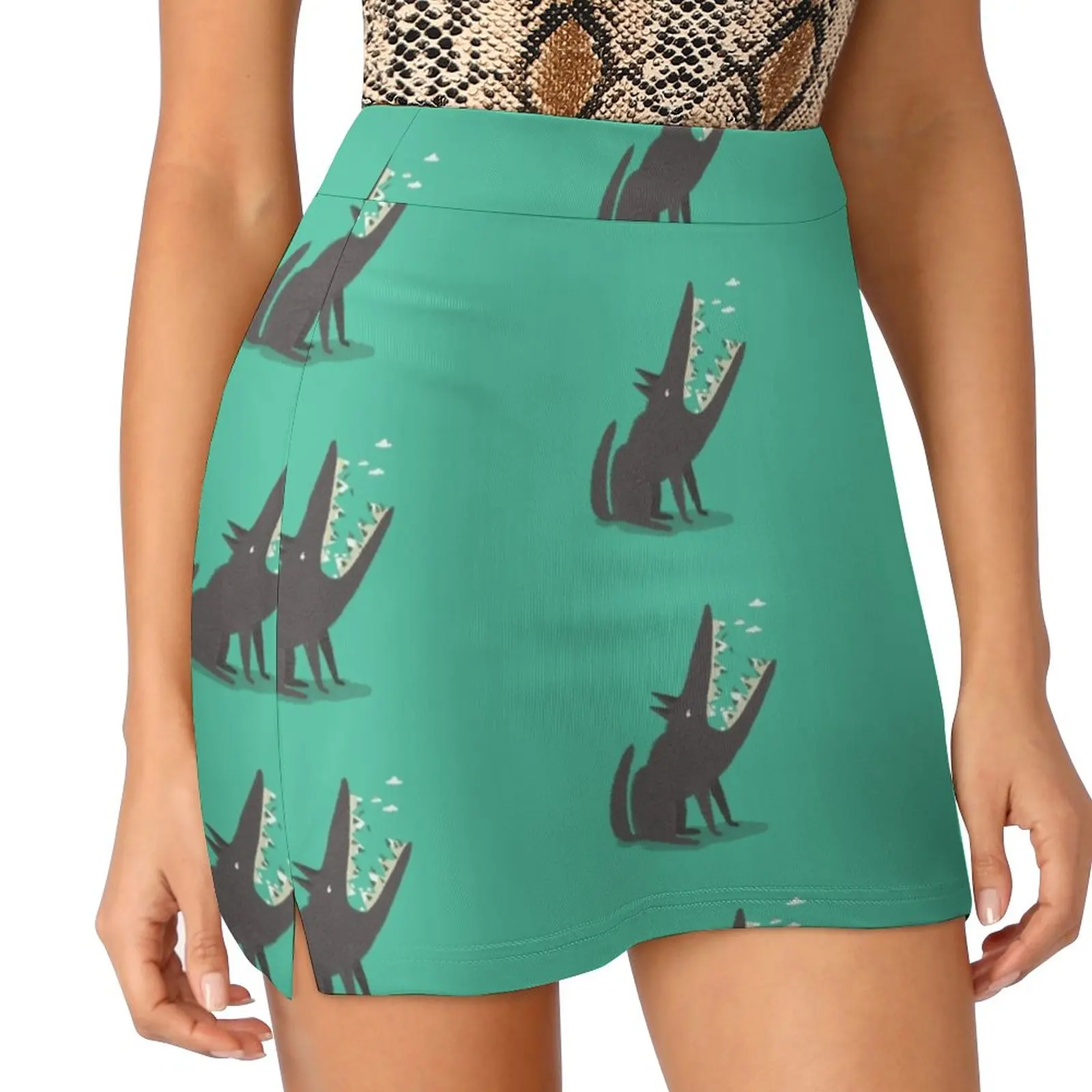 Wolf! Skirts Woman Fashion 2022 Pant Skirt Mini Skirts Office Short Skirt Wolf Blue Sheep Fir Mountain Deer Nature Teeth