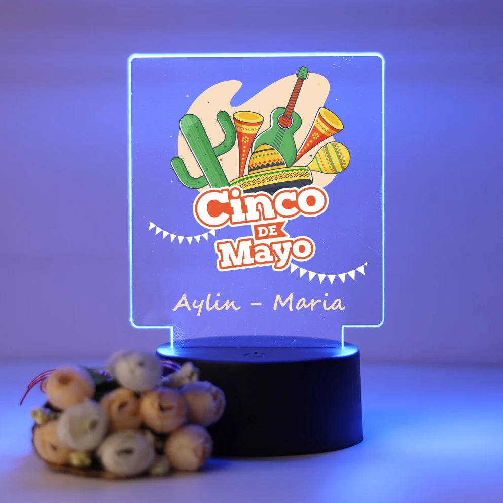 Personalized Custom Cinco De Mayo  Cute  Usb Atmosphere Table Lamp Room Decor For Boys Birthday Usb Atmosphere Desk Lamp