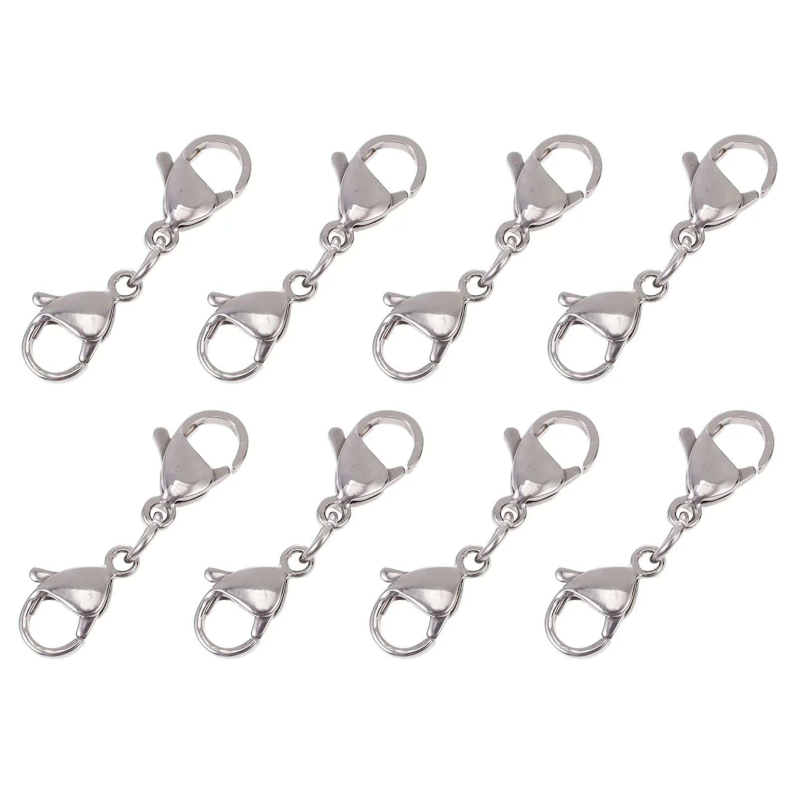 

10pcs Stainless Steel Lobster Clasps Double End Connectors Necklace Extension Bracelet Components Jewelry Making Accessories