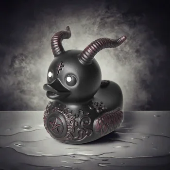 Statua di anatra Scultura gotica Figurina di animale punk Decorazione da scrivania in resina Figurine da collezione Ornamenti da tavolo di anatra satanica