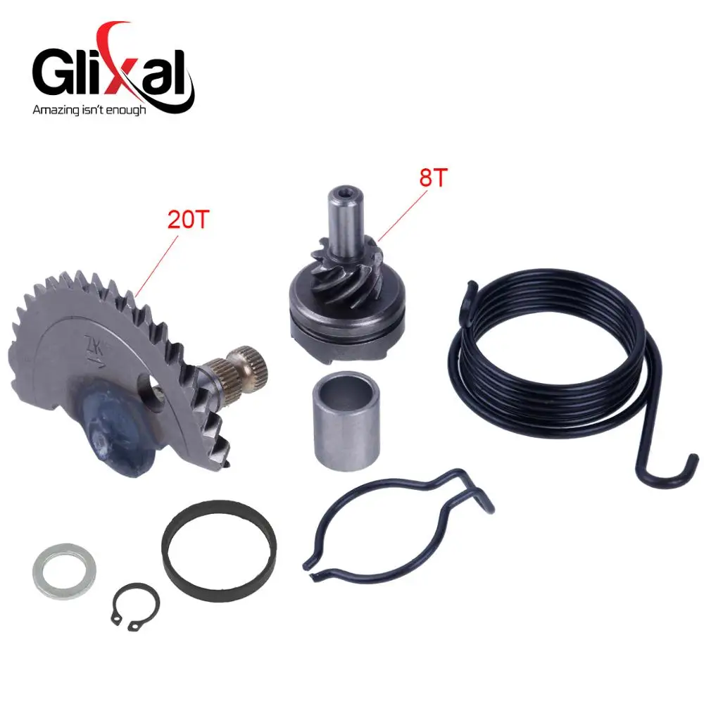 Glixal GY6 49cc 50cc 55mm Kick Start wał z bezczynności zestawy kół zębatych dla chińskich 139QMA 139QMB skuter motorower ATV (20T + 8T)