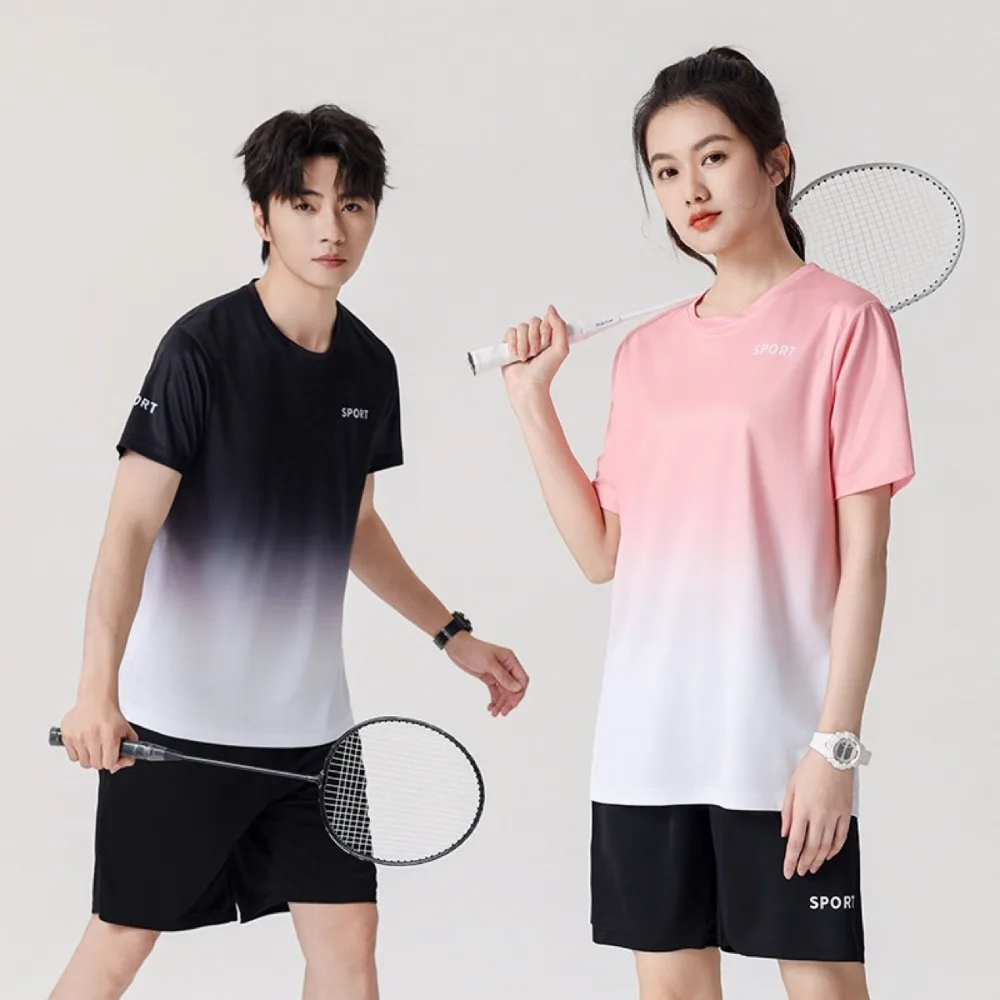 Womens Gradient Color Workout Set,Summer Loose Fit Short Sleeve T-Shirt & Shorts,Casual Athletic Outfit for Gym Running Training