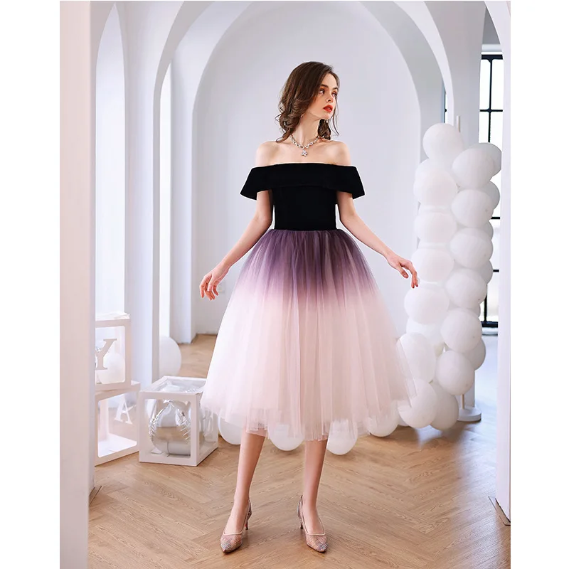 Customized Off The Shoulder Short Evening Dresses New Simple Tulle Vestido De Noche Classic Elegant Suknie Wieczorowe Plus Size