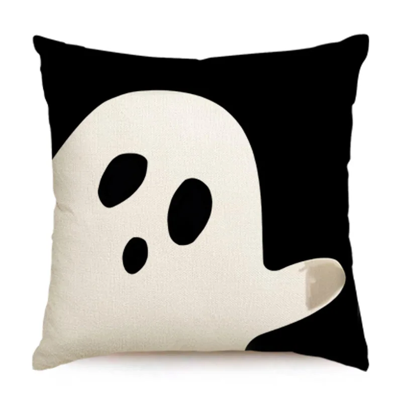 Halloween black and white ghost pillowcase new popular holiday cartoon print Used for holiday celebration decoration