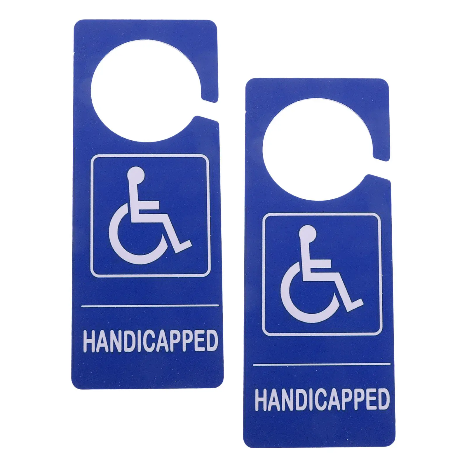 2Pcs Blue Handicap Parking Placard Sign PVC Waterproof Wheelchair Symbol for Car Door Mirror Hook Outdoor Indoor Use 7.9x3.2in