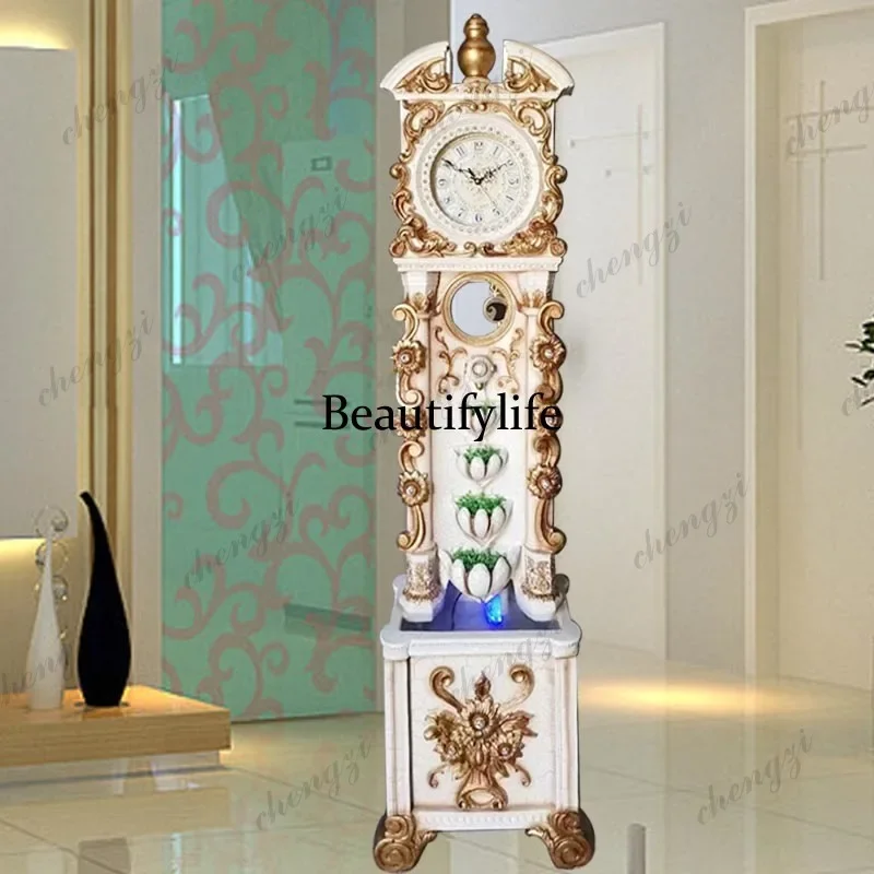 Living room floor vertical clock large standing clock European antique clock TV cabinet next to the floor ornament