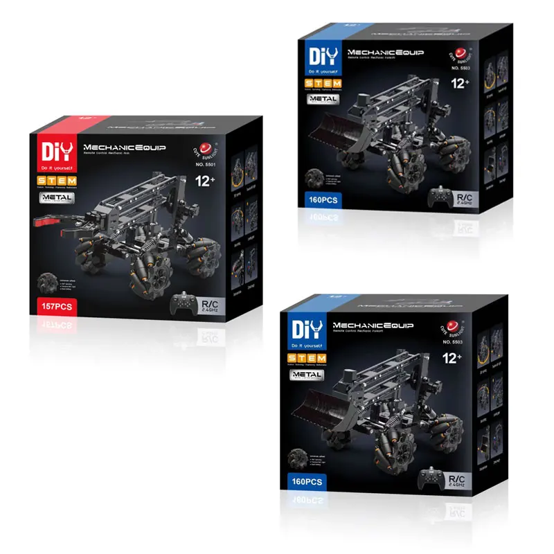 2-in-1 doe-het-zelf programmeerbare afstandsbediening legering speelgoedauto met mechanische arm STEM-educatieset voor kinderen