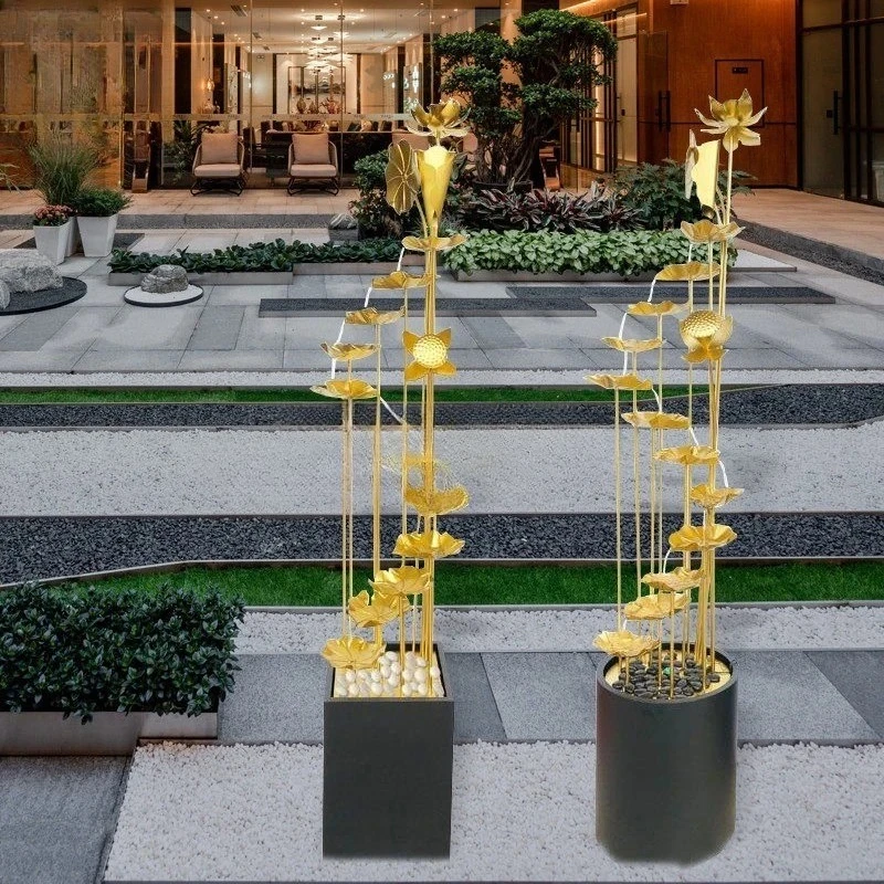 Chinese-style Lucky Feng Shui Lotus Leaf Fountain - Quiet Circulating Water Humidifier for Living Room  TV  Cabinet Hotel  Decor