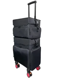 Woman Splitting Cosmetic Trolley Case Makeup Storage Bags Handbag Travel Make Up Waterproof Box Big Suitcase Cosmetology Toolbox