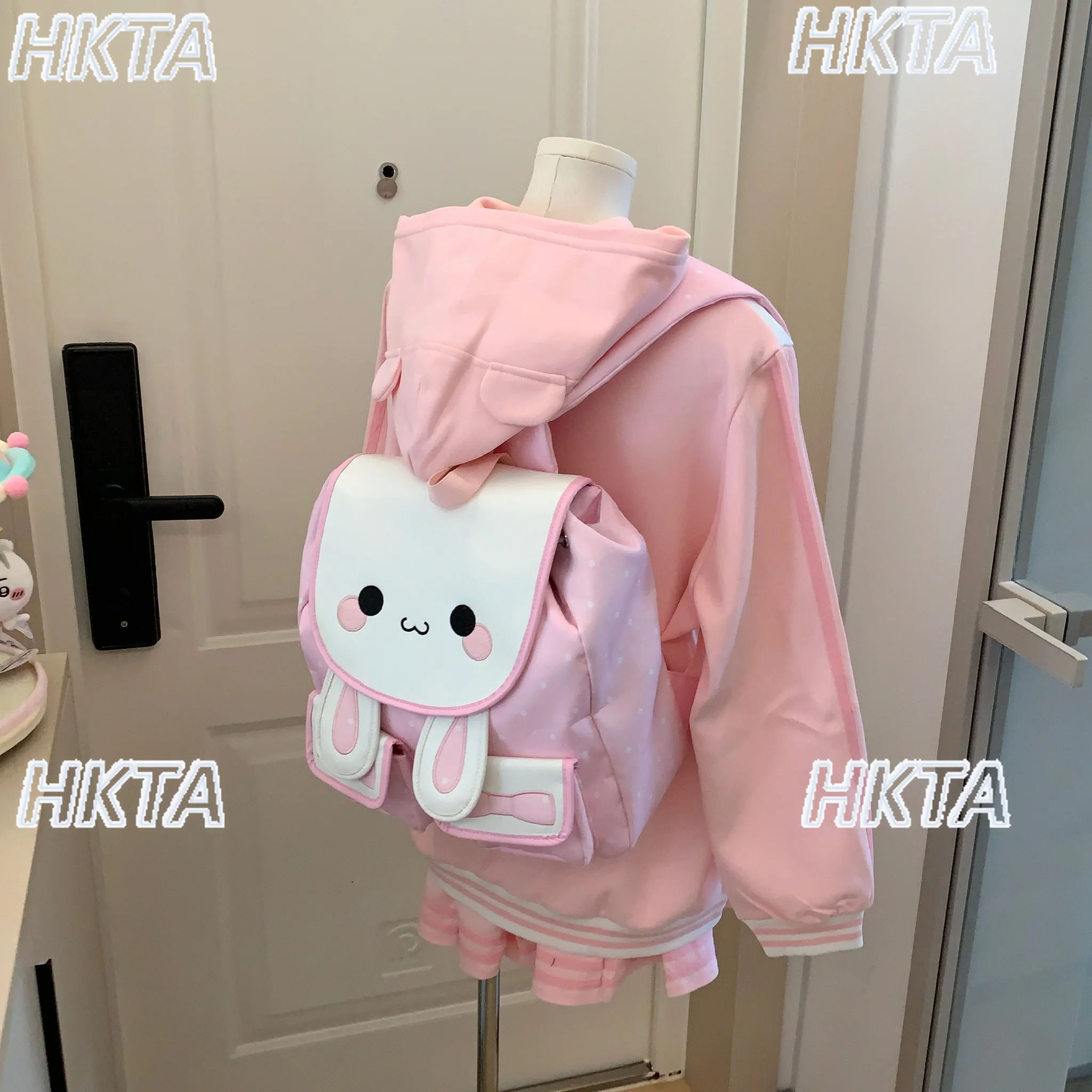 

Милый Лолита в горошек с героями мультфильмов, повседневные универсальные рюкзаки с вышивкой, сумка для женщин, милая кавайная осенняя новая объемная сумка для женщин