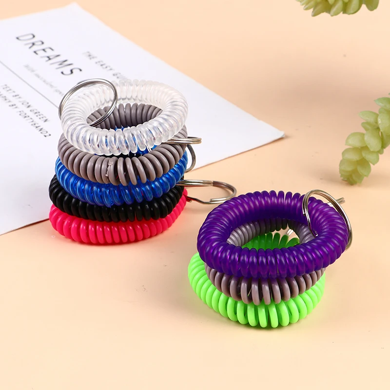 10pcs Multipurpose Stretchable Wristband Keychain Spring Flexible Spiral Elastic Band Bracelet Key Holder Ring For Sauna