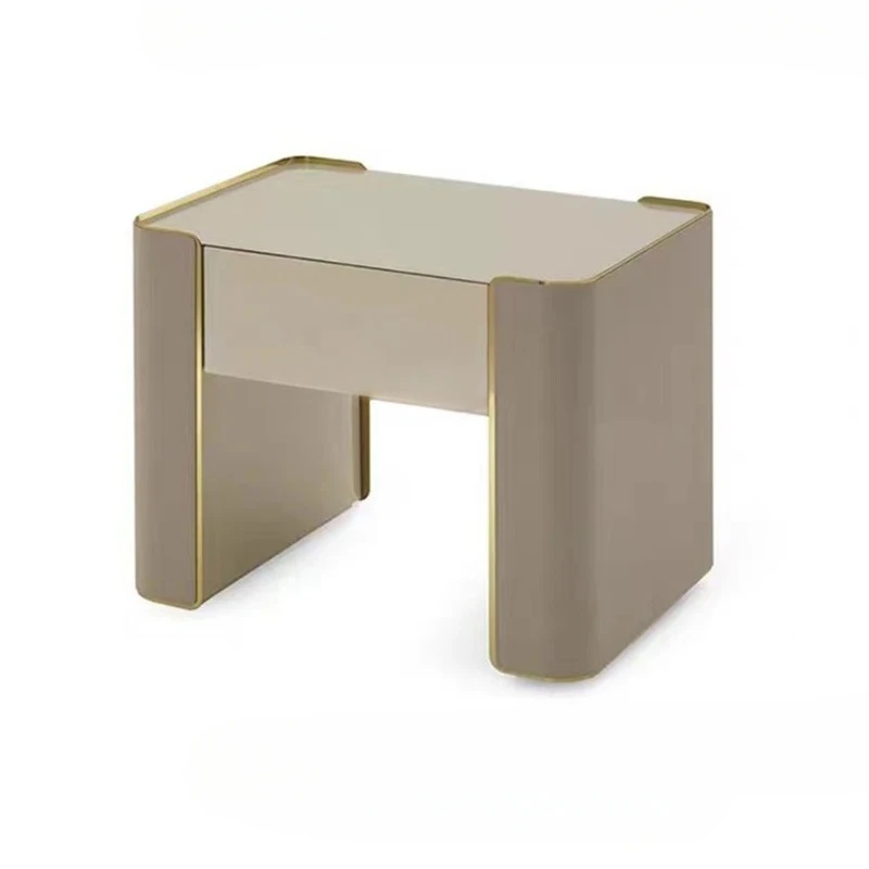 

Italian Light Luxury Bedside Table New High-End Bedroom Locker Square