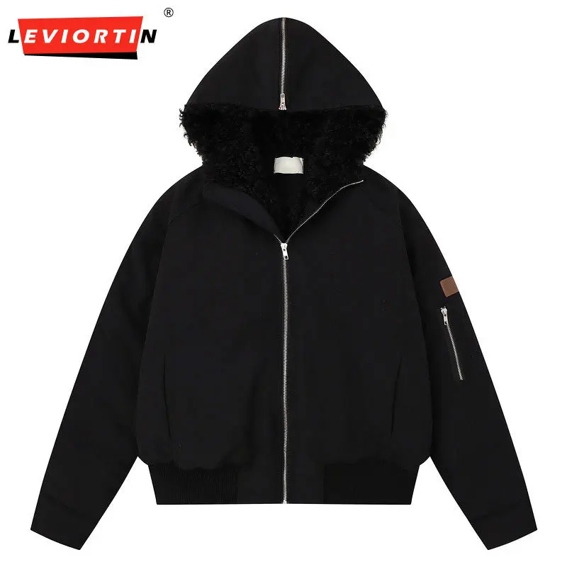 

2025 Winter New Fashion Versatile Simple Loose Thick Warm Bread Coat Men's Wear American Retro Hooded Pike Cotton Jacket
