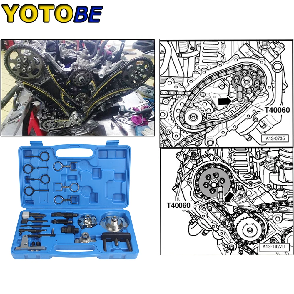 Engine Timing Locking Tool Kit FOR Audi A4 A5 A6 A8 Q5 Q7 4.0 4.2Tdi 2.7 3.0 TDi for VW Touareg Phaeton VAG 2.7 TDi 3.0 TDi