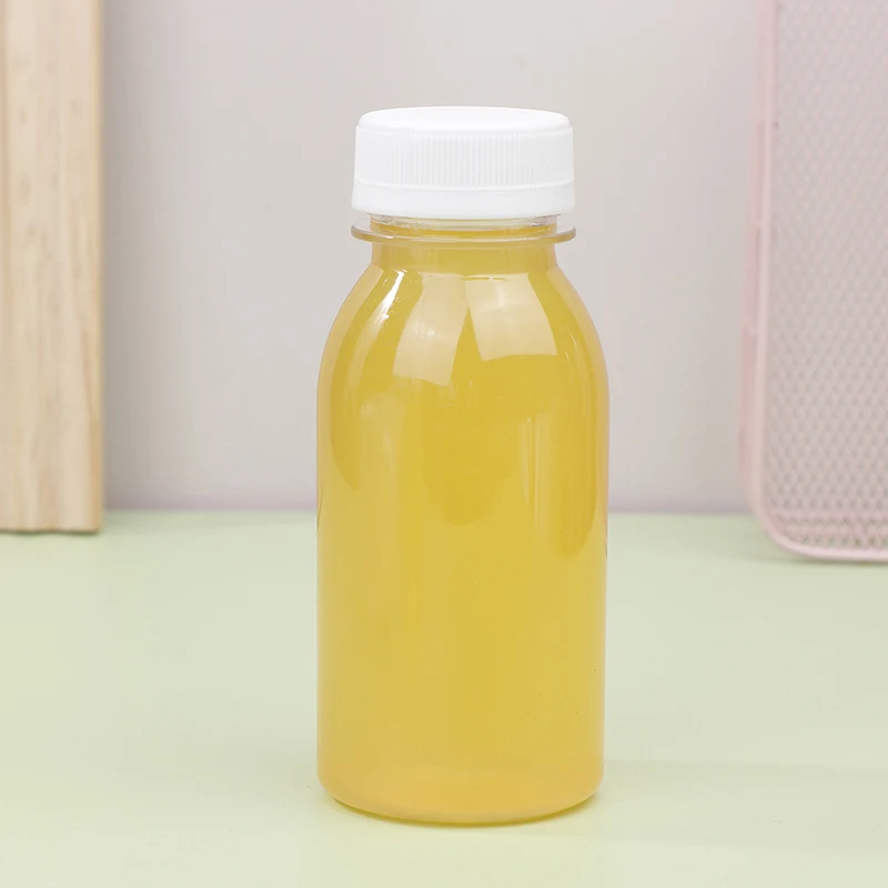 Botella de agua de plástico transparente para niños, 6 piezas, 200ML, botella de bebida de leche PET con tapa, botellas de agua vacías portátiles