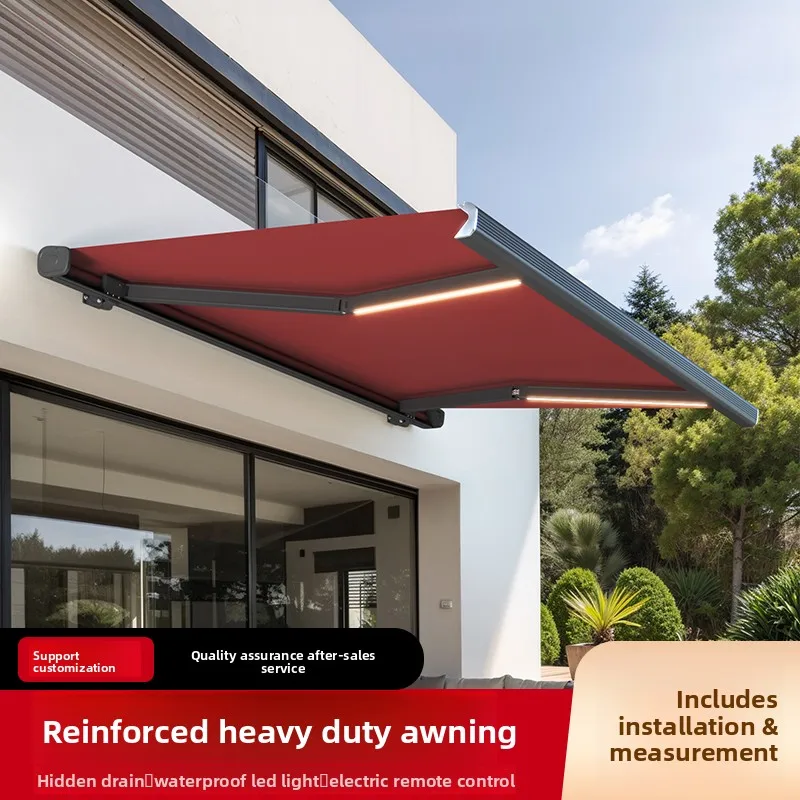 Manual Telescoping Retractable Awning All-in-one Foldable Outdoor Rooftop Canopy Balcony Eaves Sunshade Villa Garden Shelter