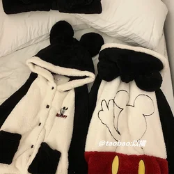 Cartoon Disney Mickey Women's Pajamas Pajama Set Home Wear Long Sleeve Thick Warm Nightwear Gift Pijama Set Sleepwear Pyjamas