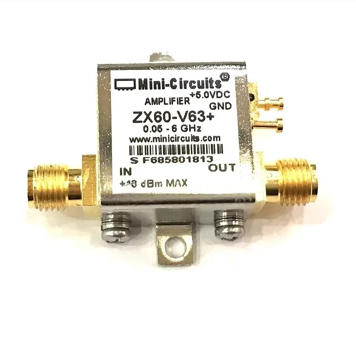 ZX60-V63+ Frequency 50MHz~6GHz Gain 15.4dB Noise coefficient 4.3dB Operating voltage 4.8V~5.2V