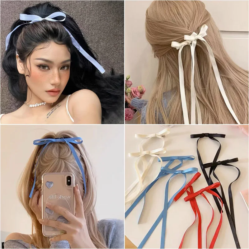 Vintage Large Velvet Bow Hair Clip Trend Long Ribbon Hairpins Barrettes Headband For Women Girl Hair Accessories Wedding Jewelry