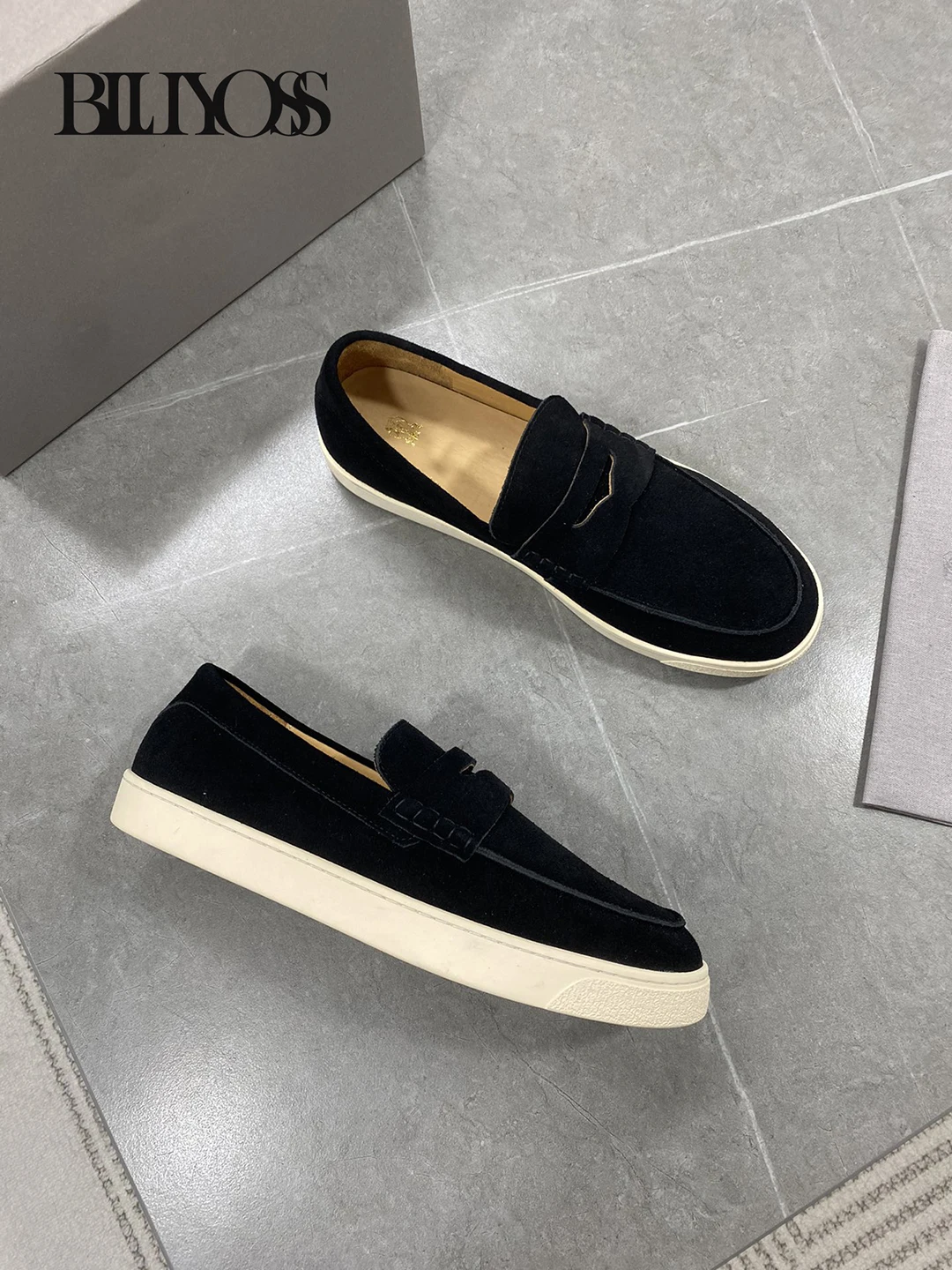 BLLIYOSS Low top Sports Men Shoes 2024 New Calfskin Fashion Comfort high quality European Old Money Suede shoe upper Comfort