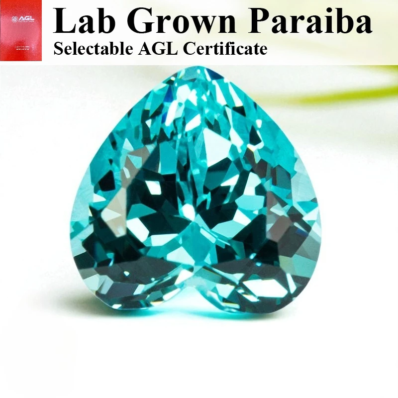 

Heart Cut Lab Grown Paraiba Charm Loose Gemstone For Jewelry Making Bracelet Earrings Selectable AGL Certificate