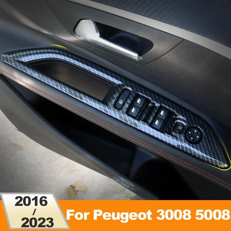 

For Peugeot 3008 5008 GT 2016-2019 2020 2021 2022 2023 Car Door Armrest Panel Window Switch Lift Buttons Covers Trim Accessories