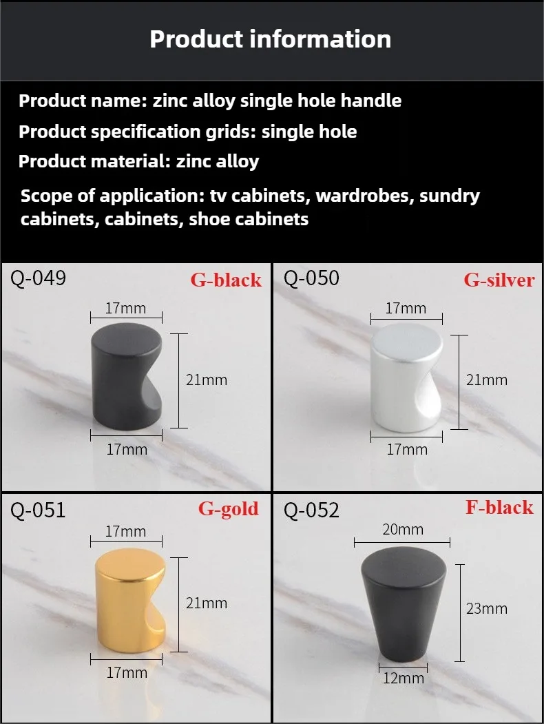 5 Stück einfache Schubladen- und Türgriffe aus Aluminiumlegierung, einfacher moderner Stil, nordische Möbel, Schrank, Mini-Knopf, Einzelloch, bunt – Detail 5