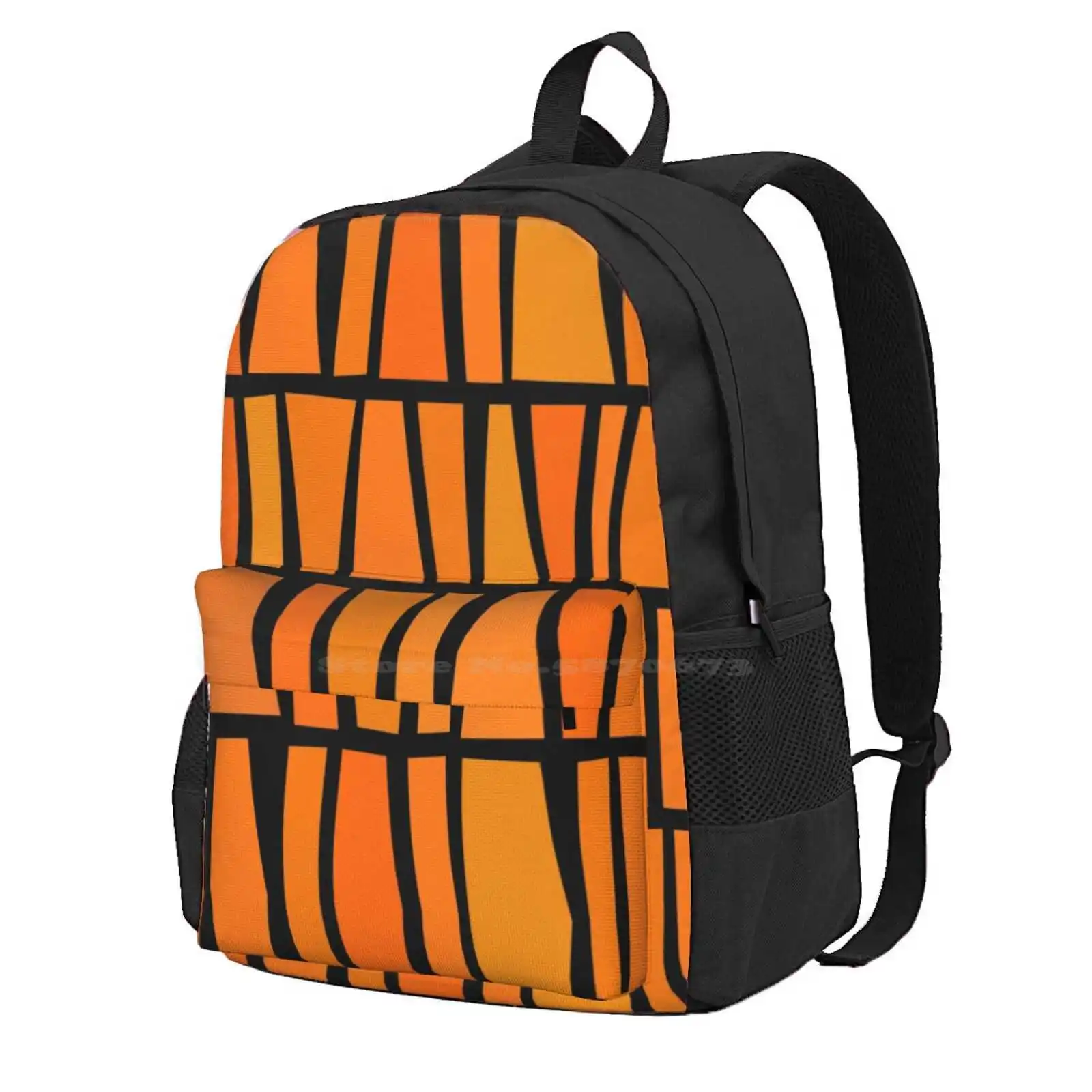 African Inspired Orange Domino Tribal Pattern Hot Sale Schoolbag Backpack Fashion Bags Dominoes Tribal Ethnic African Pattern