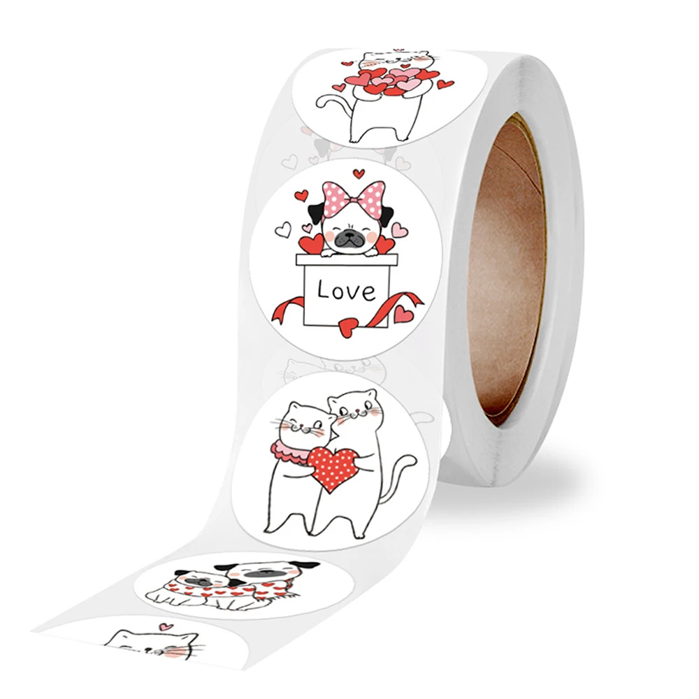 バレンタインデーのギフト用の包装シール、結婚式の思い出、装飾ステッカーロール、ありがとう、100-500個