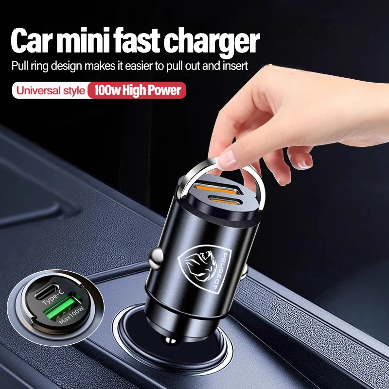 شاحن سيارة لبيجو 208 3008 308 2008 207 107 508 607 106 408 5008 4008 USB Type-C الهاتف المخفية شحن سريع تحويل المكونات