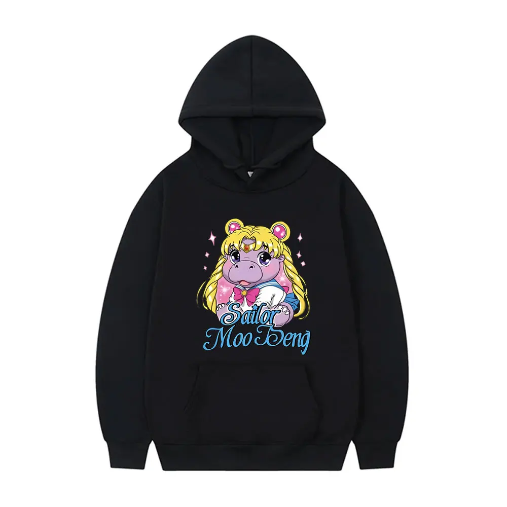 

Sailor Moo Deng Funny Meme Hoodie Baby Hippo Pullover Hoodies Men Women Y2k Cartoon Sweatshirt Male Cotton Oversized Pullover