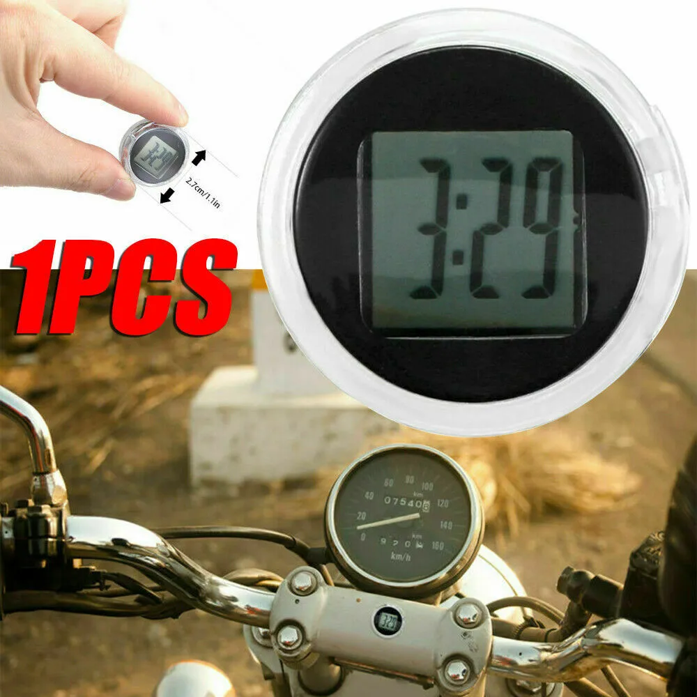 Waterproof Mini Digital Clock for Motorcycle Motorbike with Easy Adhesive Mount and Shockproof Vibration Proof Feature