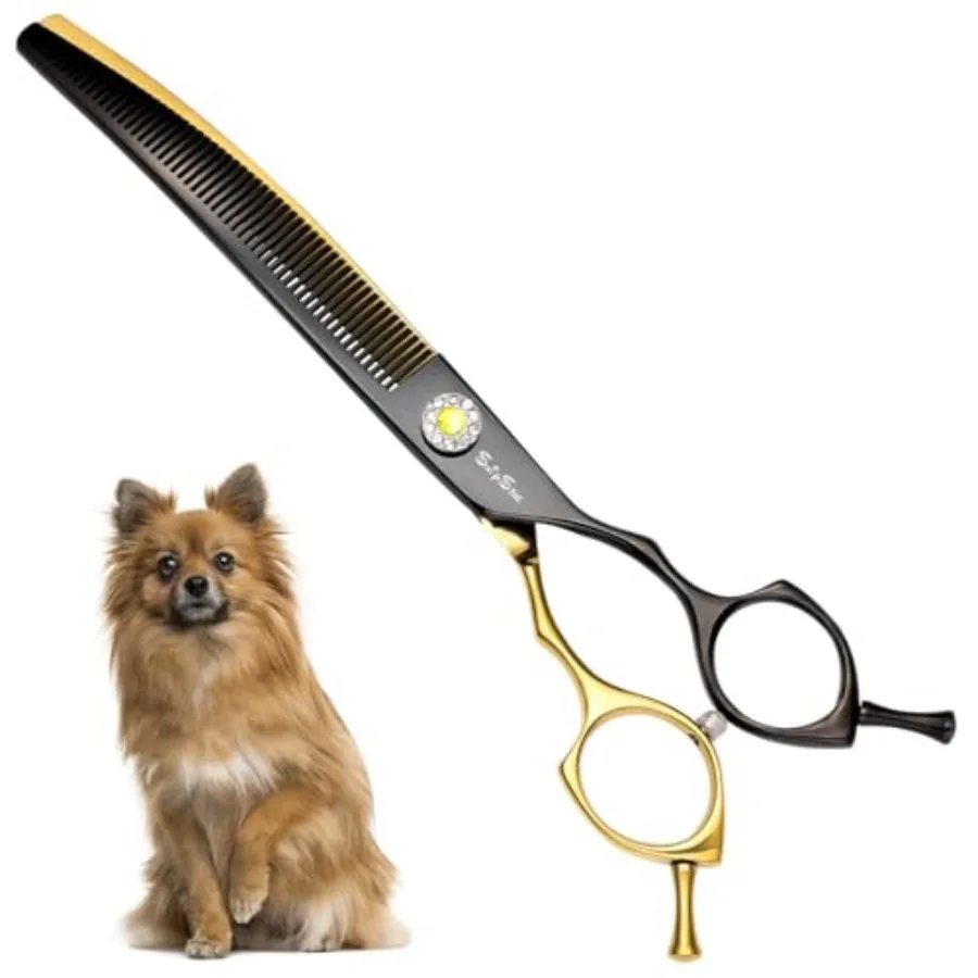 

7.5inch 25 Curved Thinning Shears for Dog Grooming 56 Teeth VG10 Steel High-end Scissors Ergonomic Professional Pet Shears for