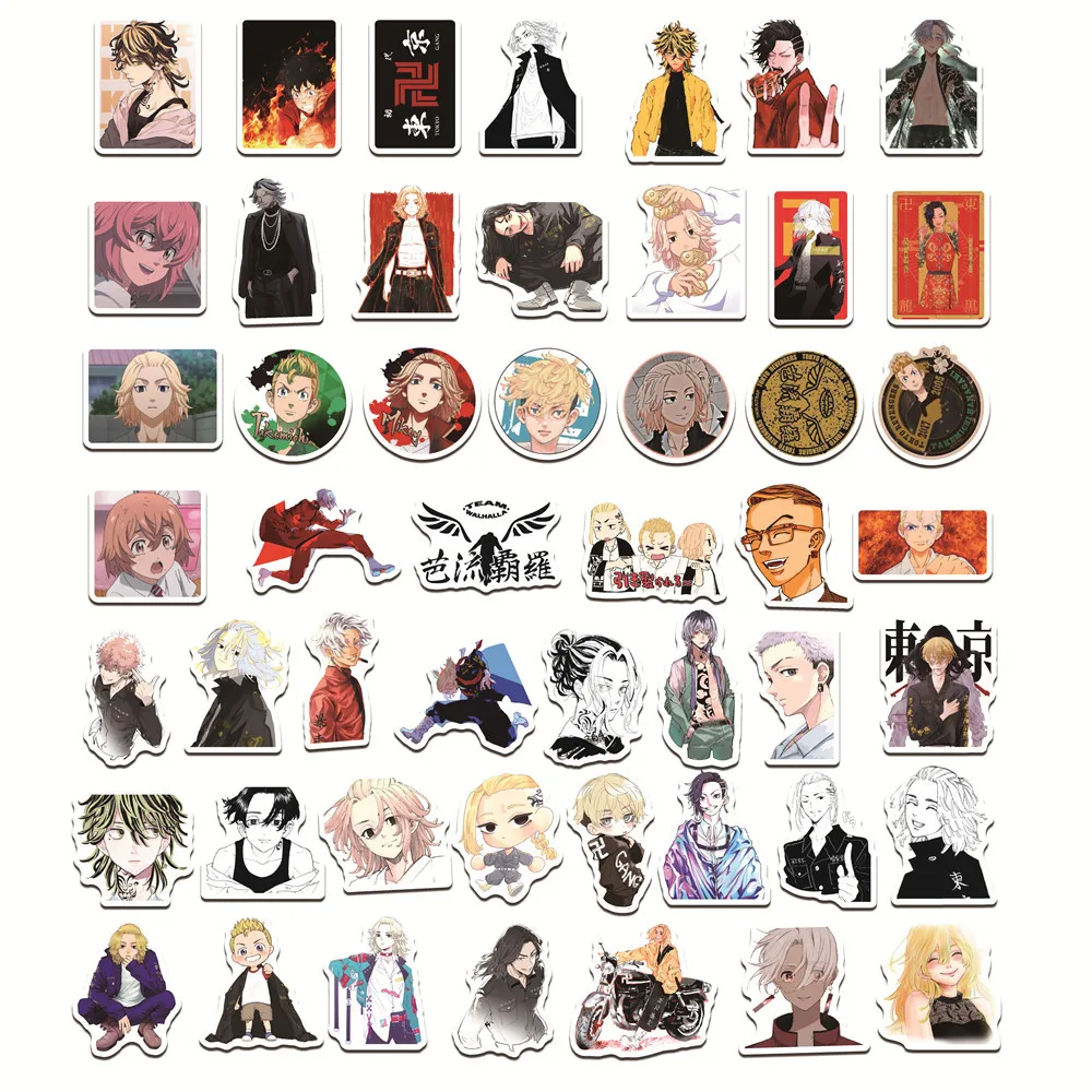 10/30/50PCS Anime Tokyo Revengers Stickers Graffiti Decals  Waterproof DIY Laptop Suitcase Phone Notebook Cartoon Sticker Toys