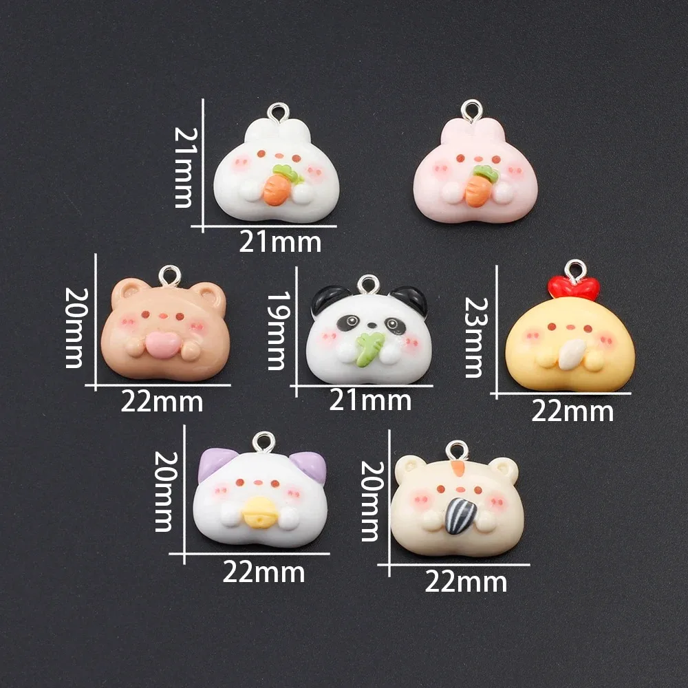 10 قطعة المعلقات الراتنج الحيوان لطيف الكرتون الباندا الدب خنزير أرنب السحر ل القرط قلادة المفاتيح Diy بها بنفسك مستلزمات صناعة المجوهرات