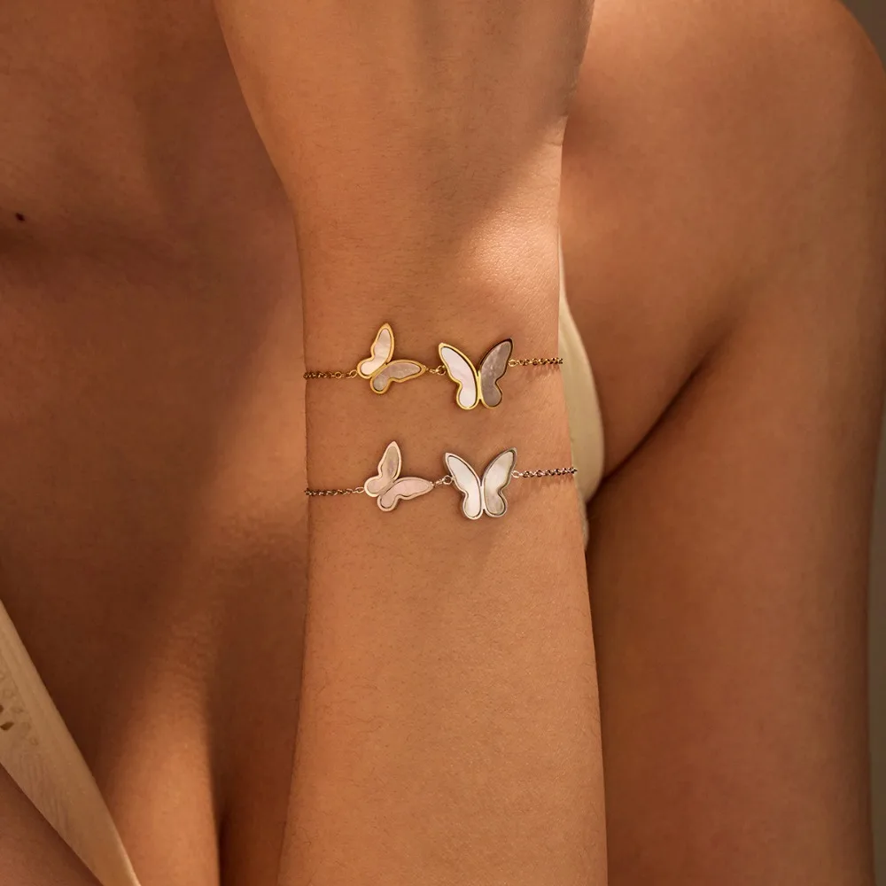 

1Pc Women's Butterfly Stainless Steel Anti-Fading Bracelet, Sweet, Romantic, and Fashionable, a Perfect Gift for Women.