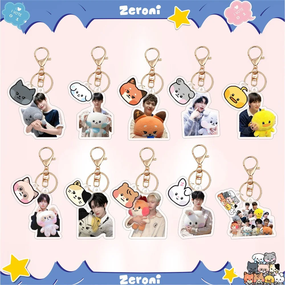 KPOP ZEROBASEONE Cartoon Keychain ZB1 Acrylic Keyring Pendant Zhanghao Hanbin Matthew Ricky Gunwook Bag Accessories Fans Gift