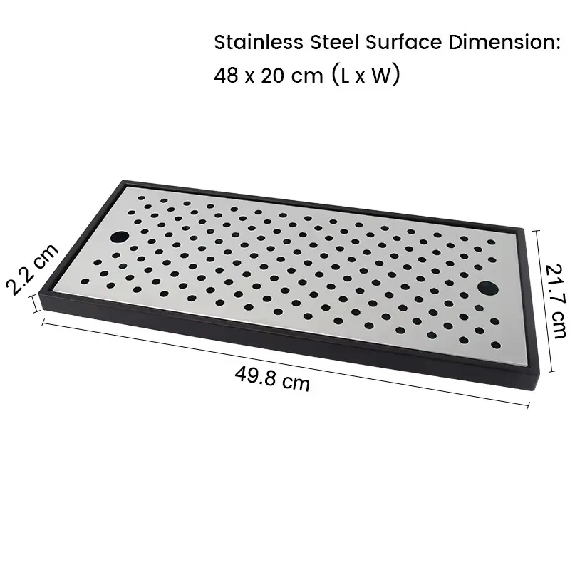 Homebrew Surface Mounted Beer Drip Tray,50cm Long Shape Kegerator Draft Tower Drip Tray for Beer Beverage No Drain Type Bar Tool