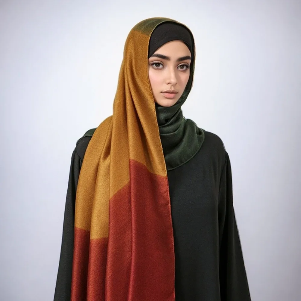 シンプルな綿の女性用ヒジャブスカーフ、タイダイ染めのオンブレロングショール、フリンジ付きヘッドスカーフ、ムスリム女性用ラップ