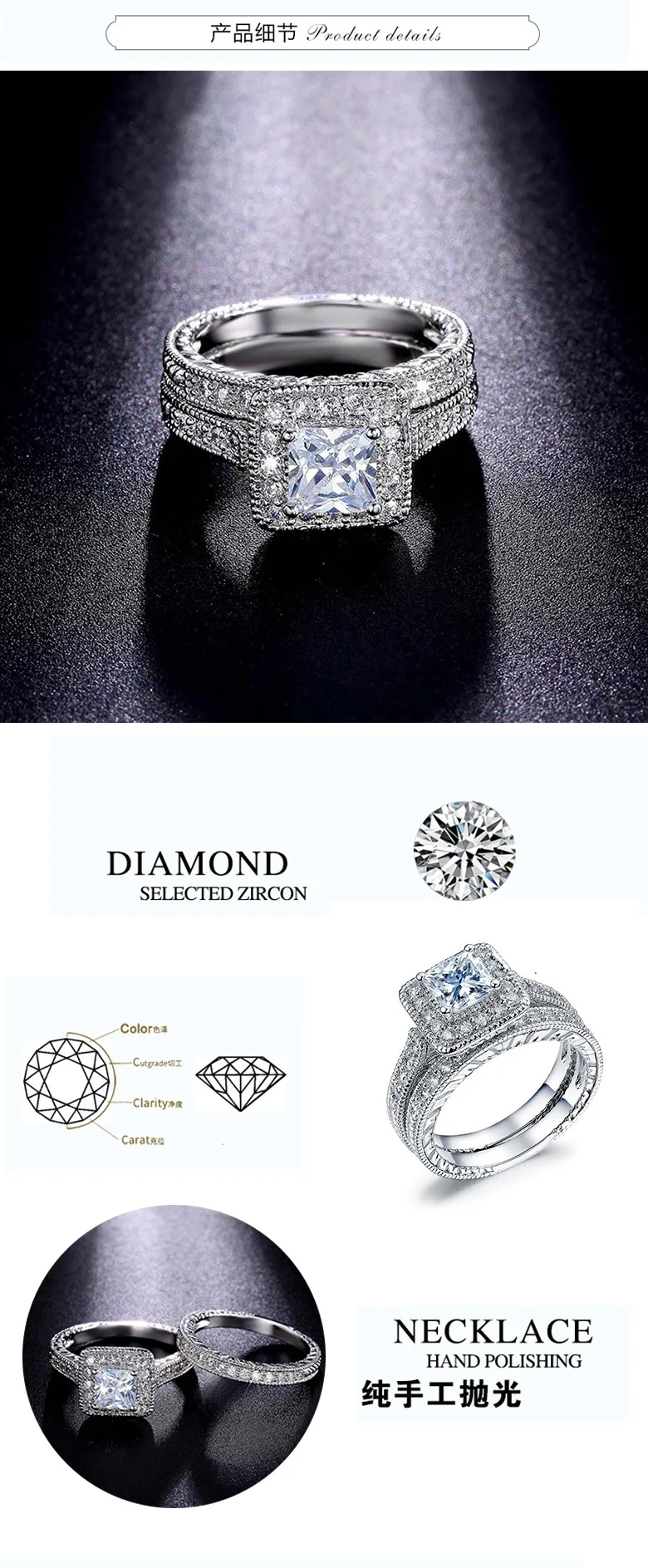 Real 18k Gold Diamond Ring for Women To Couple Rings 2pcs Gemstone Anillos De Wedding Diamante Engagement Jewelry Fine Ring Box