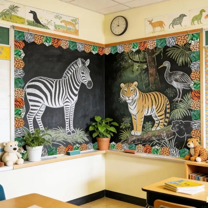 School Bulletin Board Border Decorations Wall Locker Decoration Colourful Brick Design Straight Chalkboard Border Trim 896C
