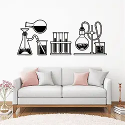 Chemical Laboratory Wall Decals Glass Flasks Vinyl Stickers Home Classroom Decor School Murals Teen Boy Bedroom Poster DW12427