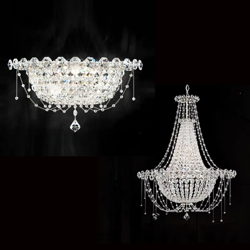 

French style Crystal Large chandelier lustre Dimmable Luxury Hardware Suspended ceiling lamp, for Hotel lobby Bedroom Decoration