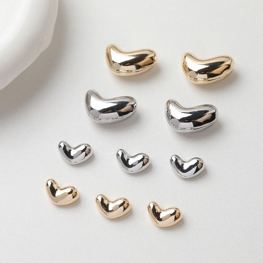 2PCS Dainty Heart Space Beads Jewelry Making Bracelet Necklace Supplies Pendant DIY Brass 14k Gold Plated Accessories