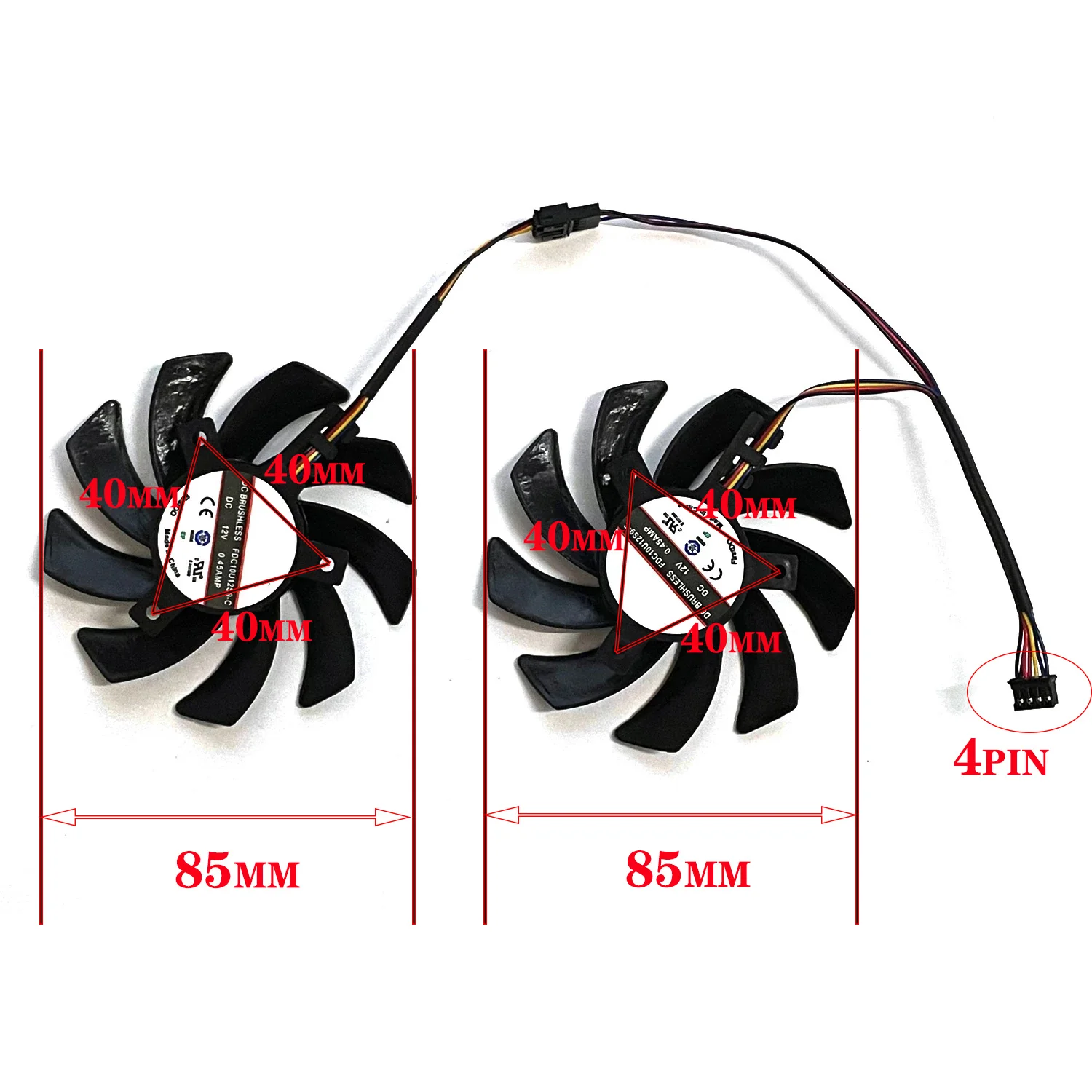 2 stuks FDC10H12S9-C dc 12v 0.45a 4pin 85mm voor saffier r9 270 280 280x 285 hd7850 7950 7970 grafische kaart fan